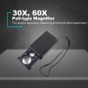 Joebo Microscope Kit 30X 60X Jewelry Magnifier Mini Pocket Hand Magnifying Glass W/LED Light Microscope Lens Adapters view 3