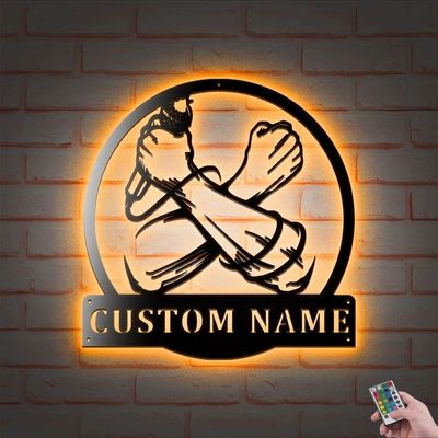Decor Sign, Custom Beat Box Wall Art LED Lights Metal Wall Decor, Personalized Beatboxing Name Decoration For Home, HipHop Metal Home Decor