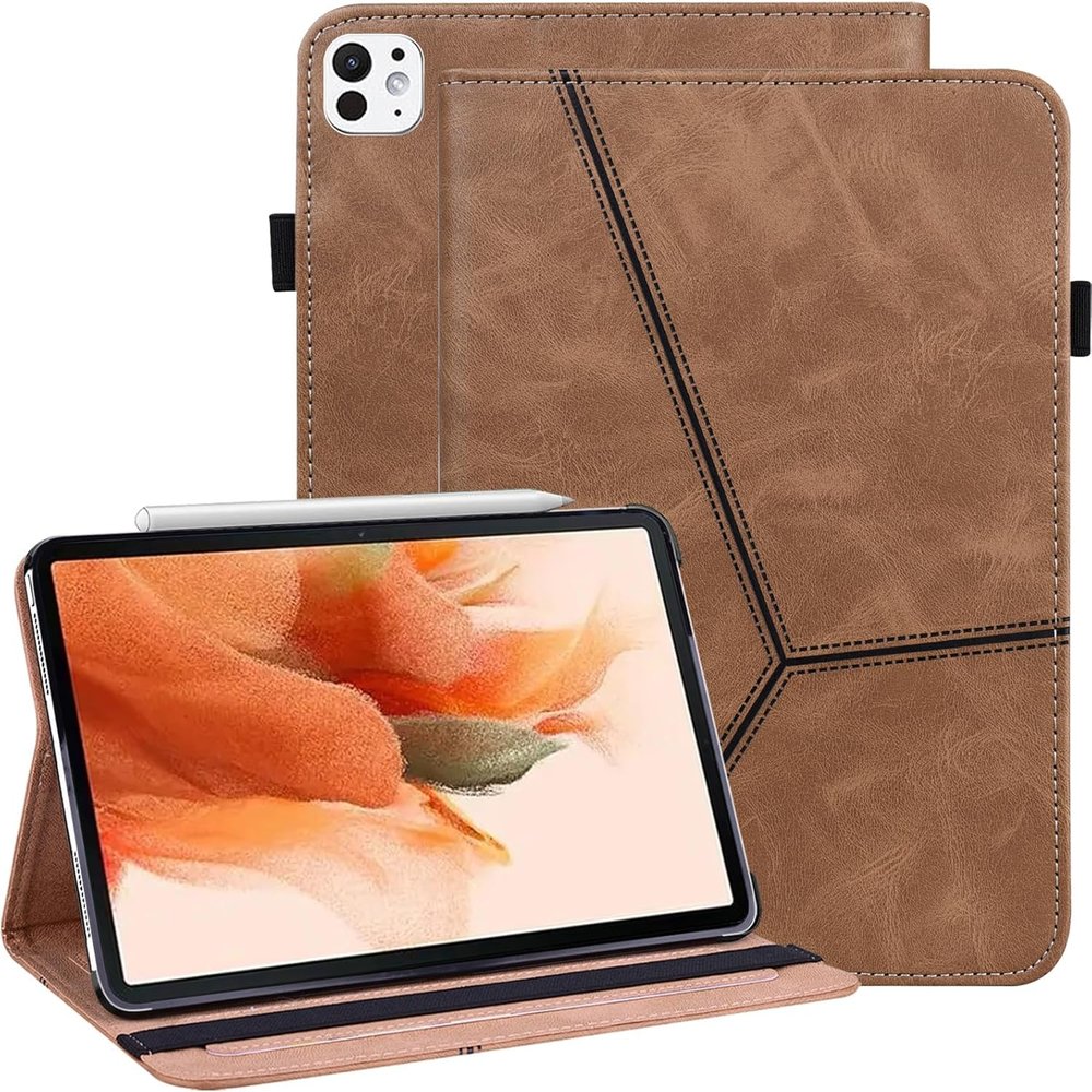 ALILANG Case for iPad Pro 13 inch M5/M4 (2025/2024) with Pen Holder, Multi-View Lightweight Flip Wallet PU Leather Tablet Cover with Stand and Auto Wake/Sleep for iPad Pro 13 2024 Case -Brown
