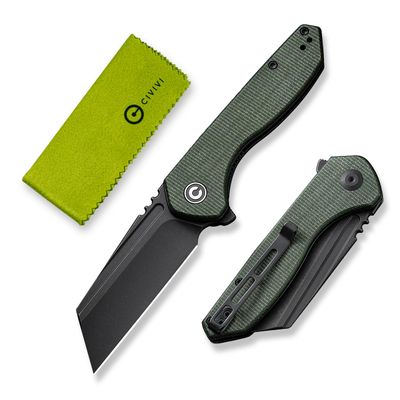 CIVIVI Pocket Knife for Men, ExOne Folding Knife with Flipper, 2.94" Nitro-V Reverse Tanto Blade Micarta Handle for Perfect EDC Gift C23036-3