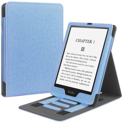 Flip Case for Kindle Paperwhite 5th/6th/7th/10th Generation (2012-2018 Release, Model EY21 & DP75SDI & PQ94WIF), Two Hand Straps and Vertical Multi-Viewing Stand Cover with Auto Wake/Sleep Light Blue