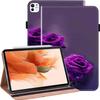 ALILANG Case for iPad Pro 11 Inch M5/M4 2025/2024 (6th/5th Generation) with Auto Sleep/Wake, PU Leather Shockproof Folding Stand Cover with Card Holder and Pen Holder -Purple Rose view 1