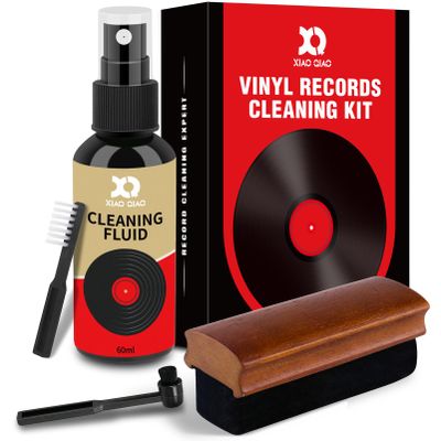 Vinyl Record Cleaner Kit - 6-in-1 Vinyl Records Cleaning Kit Includes Soft Velvet Record Brush, Cleaning Liquid, Stylus Brush, Cleaning Brush, Cleaning Cloth and Storage Bag