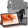 ALILANG Case for iPad Pro 11 Inch M5/M4 2025/2024 (6th/5th Generation) with Auto Sleep/Wake, PU Leather Shockproof Folding Stand Cover with Card Holder and Pen Holder -Black Horse view 1