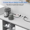 CCCEI Corner Mount Angle Power Strip, Under Cabinet Heavy Duty 8 Outlets Power Strip 20Amp, Metal Underneath Desk Plug Surge Protector, Wall Mountable, for Garage, Shop, Kitchen. 15FT Extension Cord. view 2