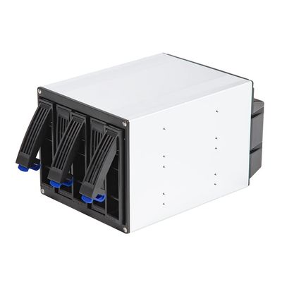 5-Bay Mobile Rack Backplane, HDD Enclosure Hot Swap Cage, Hard Drive Enclosure Internal 5-Bay 3 x 5.25 Drive Bays 5X SATA 3.5"/2.5" S-A-S HDD, Aluminium+Plastic