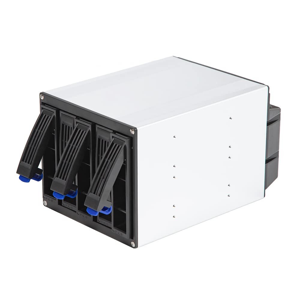 5-Bay Mobile Rack Backplane, HDD Enclosure Hot Swap Cage, Hard Drive Enclosure Internal 5-Bay 3 x 5.25 Drive Bays 5X SATA 3.5"/2.5" S-A-S HDD, Aluminium+Plastic