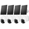ZUMIMALL 2K Solar Security Cameras, 360 View Outdoor Camera Wireless Solar Powered, 2.4G WiFi Only, Spotlight/Siren/3MP Color Night Vision/2-Way Audio/AI Detection/IP66, Work with Alexa, 4-Pack view 1
