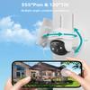 ZUMIMALL 2K Solar Security Cameras, 360 View Outdoor Camera Wireless Solar Powered, 2.4G WiFi Only, Spotlight/Siren/3MP Color Night Vision/2-Way Audio/AI Detection/IP66, Work with Alexa, 4-Pack view 2
