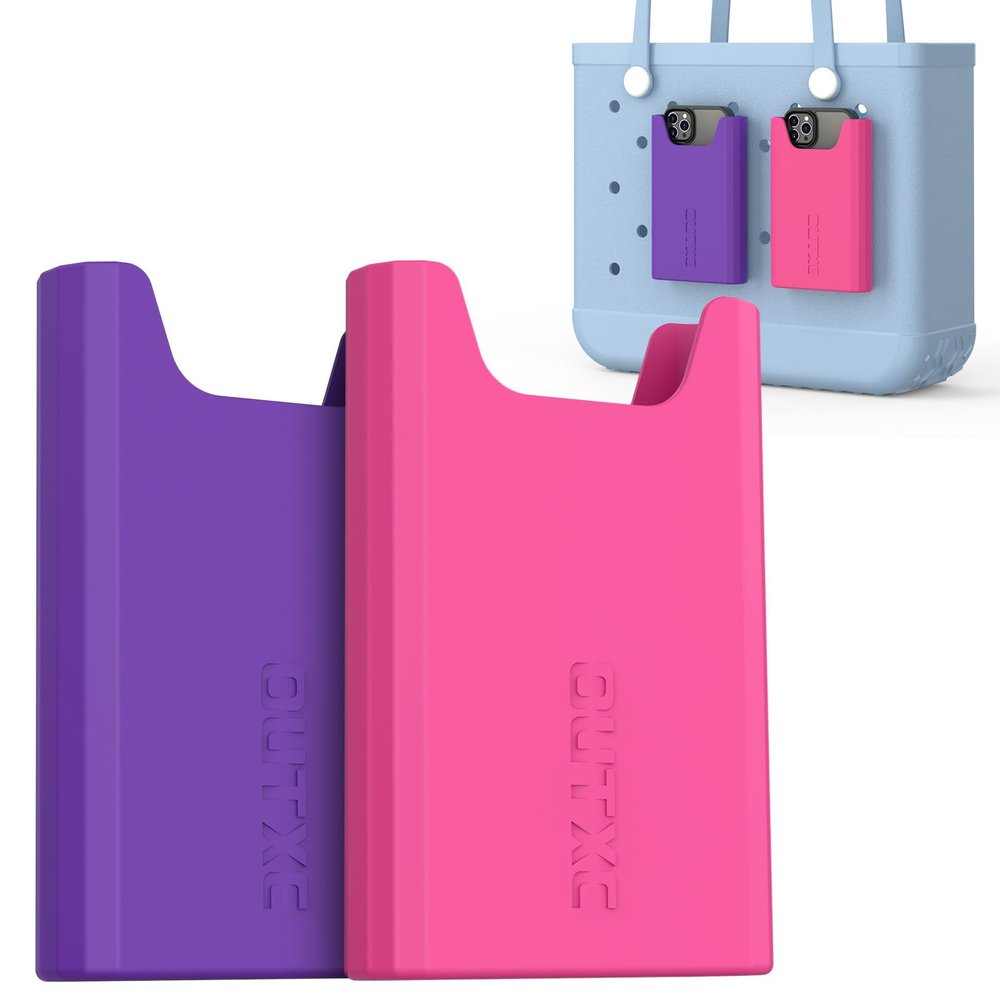 OUTXE 2 Pack Silicone Phone Holder for Bogg Bag, Phone Case Holder Charms Accessory Compatible with All Bogg Bags, Cell Phone Holder for Bogg Bag, Phone Holder Attachment for Simple Modern Beach Bags
