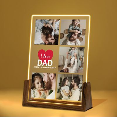 Hetano Best Fathers Day Personalized Dad Gifts from Daughter Kids Wife, Custom Festival Acrylic Plaque LED Night Light with Photo Pictures, Customized Unique Creative Birthday Gift for Husband