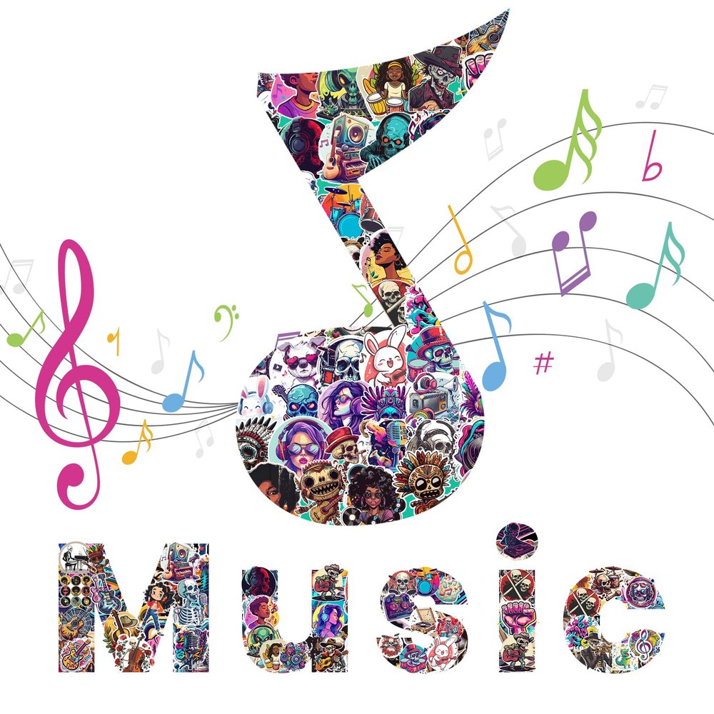 100pcs Music Stickers Girls Bulk Stickers for Water Bottles Sticker Aesthetic Waterproof Skull Sticker for Adults Musical Gifts for Musics Lovers Laptop Music Themed Birthday Party Decorations