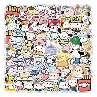 100Pcs Cartoon Hellokitty Stickers,My Melody&Kuromi Cute Stickers Pack Decal for Water Bottles Cup Laptop Phone Guitar Car Bike,Kid/Teen Gift JKT
