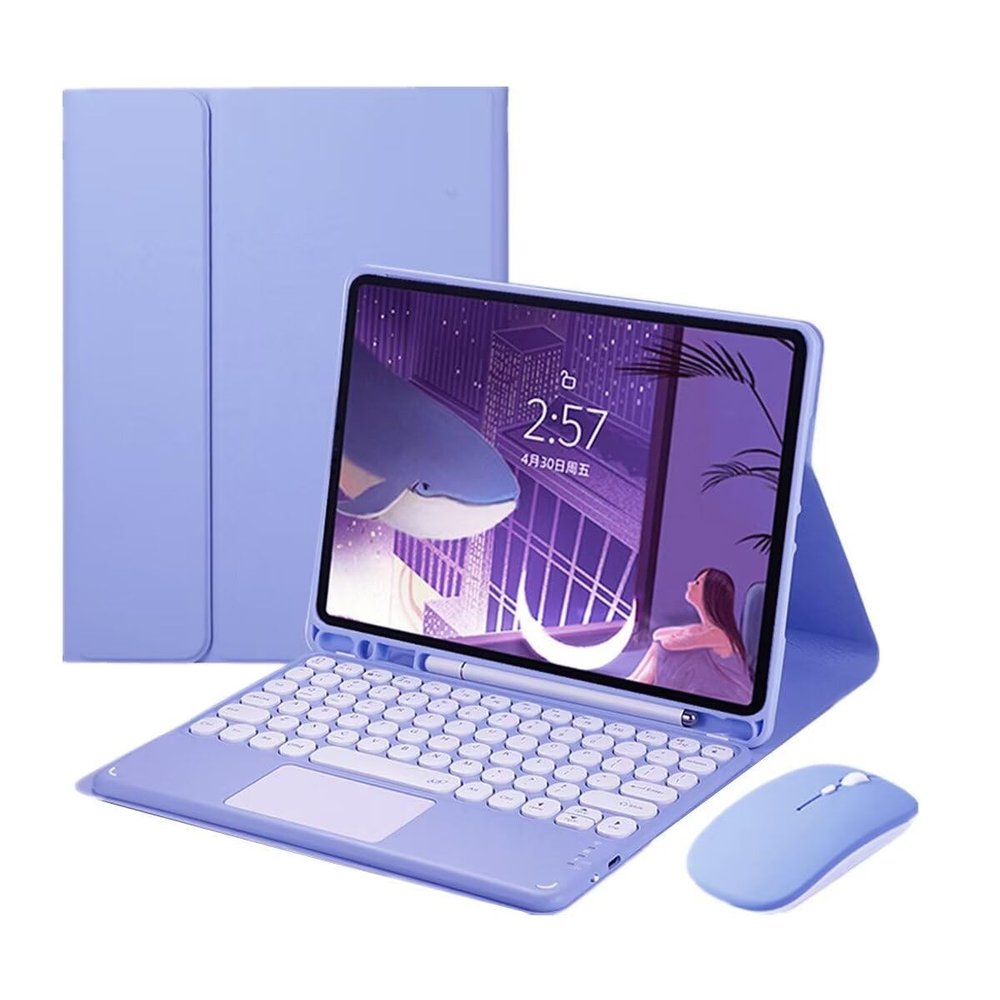 with Mouse Keyboard case for iPad Pro 13 inch 2024, Built-in trackpad Pencil Holder Detachable Bluetooth Keyboard Touch Keyboard for iPad Pro 2024 13''Purple