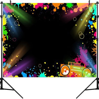 Canessioa 12x8ft Neon Glow Party Backdrop, Let Glow Background Glow Party Themed Backdrop for Halloween Neon Birthday Party Decorations Neon Themed Birthday Party 80s Party Banner Decor Supplies