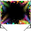 Canessioa 12x8ft Neon Glow Party Backdrop, Let Glow Background Glow Party Themed Backdrop for Halloween Neon Birthday Party Decorations Neon Themed Birthday Party 80s Party Banner Decor Supplies view 1