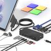 Surface Dock, 12-in-1 Triple Displays VGA +Dual HDMI Surface Docking Station for Surface Pro 11/10/9/8/X/7/6/5/4/3, Surface Book 3/2/1, Surface Laptop go/6/5/4/3/2/1