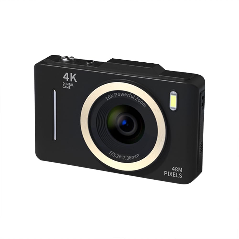 Camnoon 4K Digital Camera Digital Video Camera 48MP Photo 2.8 Inch Screen 16X Digital Zoom AF Auto Focus Anti-Shake Motion Detection Built-in Flash Battery Beauty Filters Birthday Festival Gift