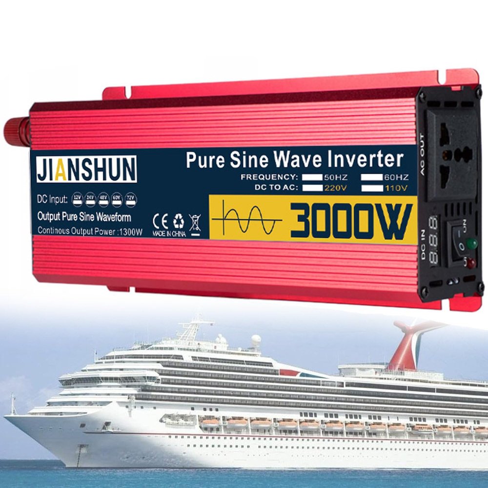 Solar Power Inverter Pure Sine Wave Dc 12v/24v/48v/60v to Ac 110/220v 1600w/2200w/3000w with Display Voltage Converter Car Micro Inverter,3000w-12Vto110V