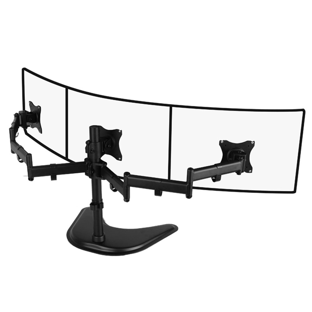 ELUKHT Three Monitor Mount, Monitor Arm Stand for 3 / Three Screens Up to 27 Inch, Height Adjustable Monitor Desk Mount Stand