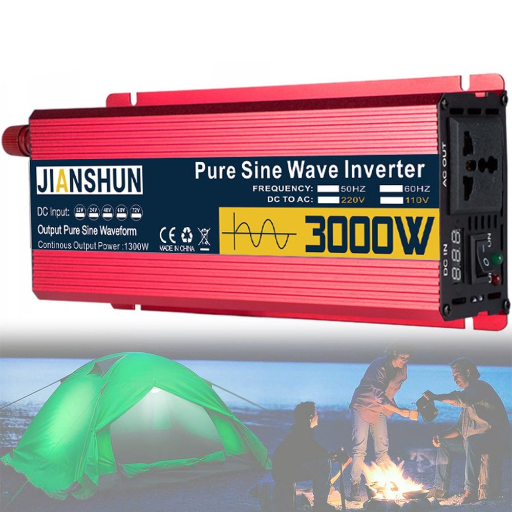 1600w/2200w/3000w High Efficiency Pure Sine Wave Power Inverters Dc 12v/24v/48v/60v to Ac 110/220v Converter,with Display & Ac Outlets,3000w-24vto110V