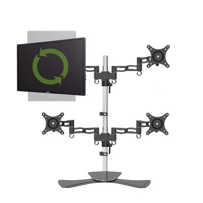 ELUKHT Four Monitor Stand Mount, Height Adjustable Monitor Stand with Stabilizing Freestanding Base, Fits 17-27 Inch Monitor, Max 100x100mm