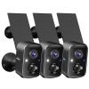 Hiseeu Security Cameras Wireless Outdoor, 3pcs Solar Powered 3K 4MP Surveillance WiFi Cameras for Home Security Outside, PIR/AI Motion Detection, Waterproof, Color Night Vision, 2-Way Audio, Black view 1