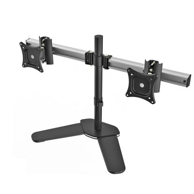 ELUKHT Dual Monitor Stand,Freestanding & Height Adjustable Monitor Desk Mount,Fits 2 Screens Up to 27 Inches, Max 100x100mm