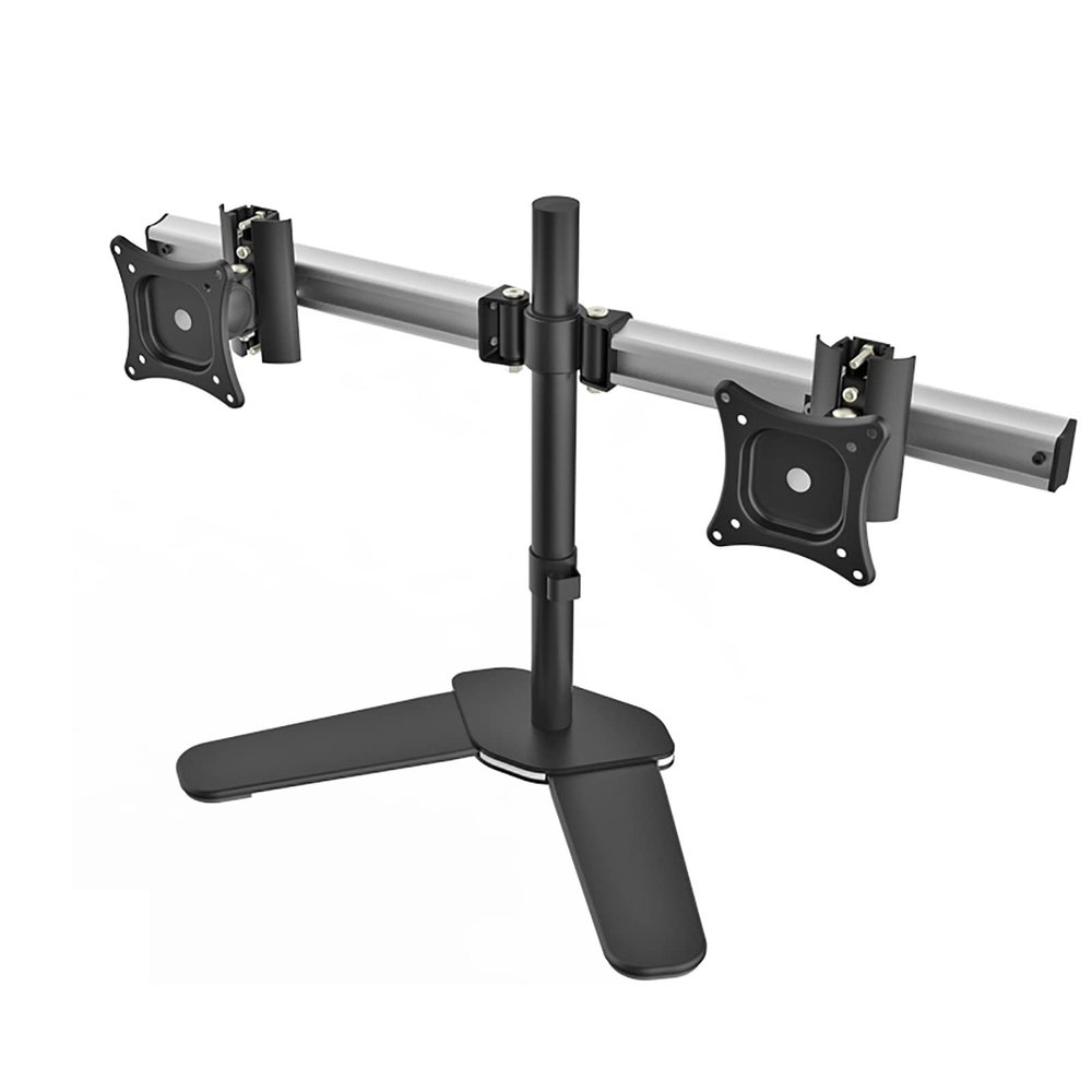 ELUKHT Dual Monitor Stand,Freestanding & Height Adjustable Monitor Desk Mount,Fits 2 Screens Up to 27 Inches, Max 100x100mm