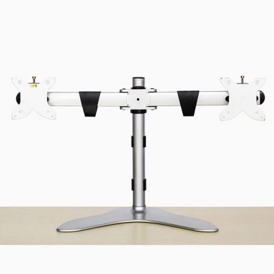 ELUKHT Dual Monitor Stand, Monitor Free-Standing Desk Stand for 2 Screens Up to 30 Inch, 8kg/17.6 Lbs Weight Capacity Per Arm