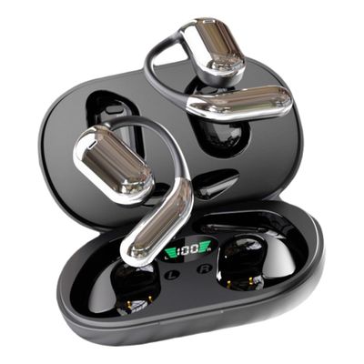 ALANTOP Open Ear Headphones Bluetooth 5.4 Built-in Mic LED Digital Display Charging Case 60 Hours Playtime Wireless Earbuds with Earhooks Waterproof Earphones for Sport Workout Running Fitness