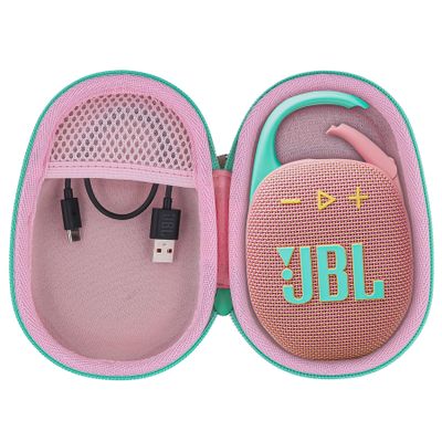 co2CREA Hard Carrying Case Replacement for JBL Clip 5 Waterproof Portable Mini Speaker (Pink Case)