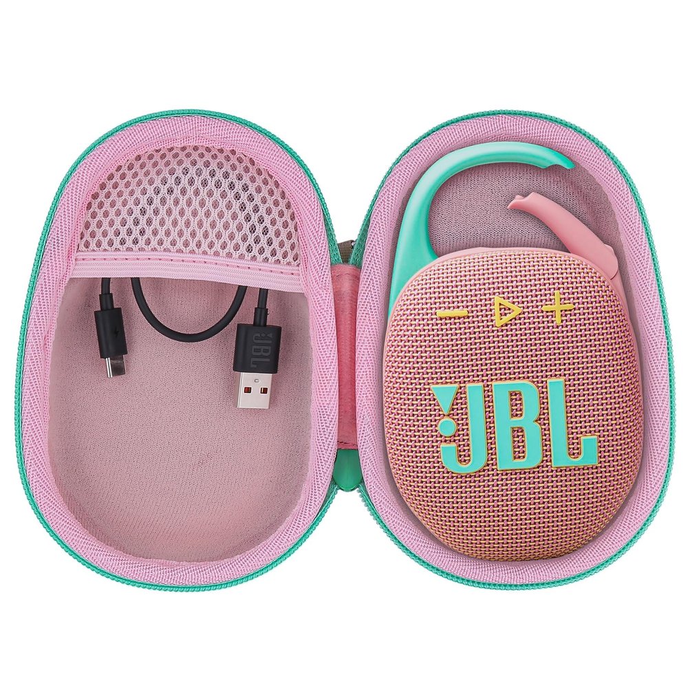 co2CREA Hard Carrying Case Replacement for JBL Clip 5 Waterproof Portable Mini Speaker (Pink Case)