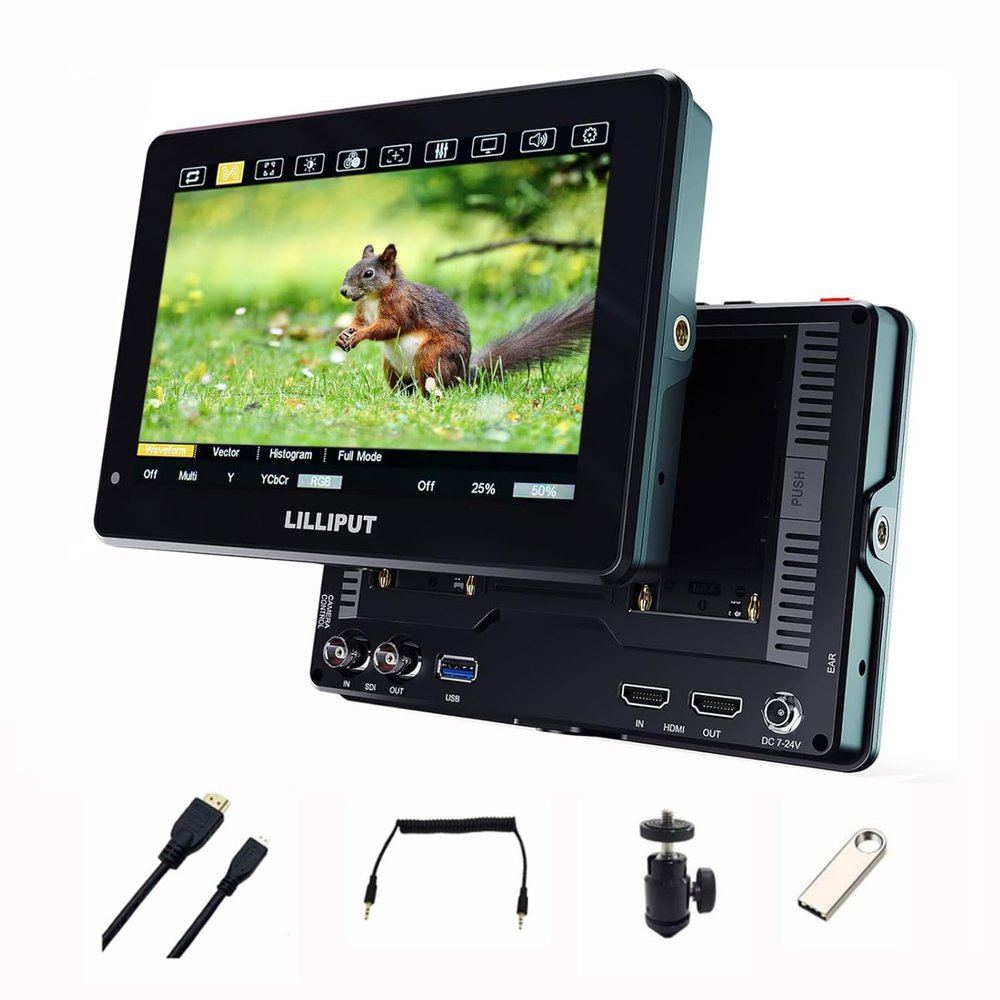 Lilliput HT7S 7 Inch Camera Field Monitor,Urtra Bright 2000 Nits 1920 * 1080 Touch Screen Director AC Monitor with 3G-SDI&HDMI Input/Output and Two Battery Slot