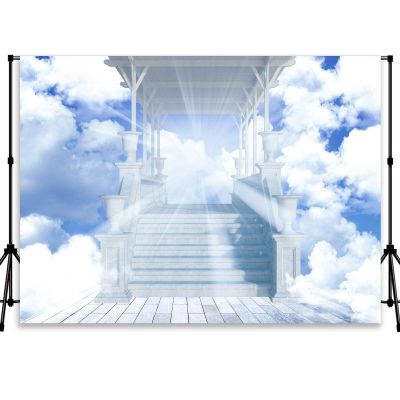 QICAIYUN Blue Sky White Cloud Backdrop Nature Scenery Abstract Art Wedding Party Background Sky Palace Abstract Art Background Studio Photo Props YUNBCL200