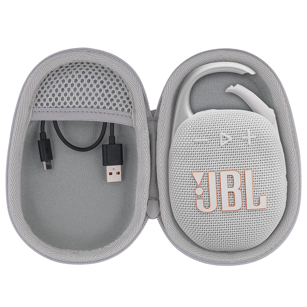 co2CREA Hard Carrying Case Replacement for JBL Clip 5 Waterproof Portable Mini Speaker (White Case)