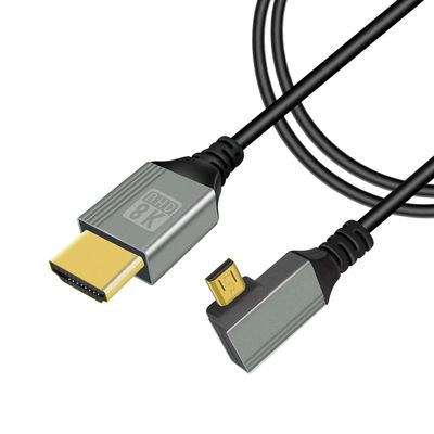 GELRHONR 90 Degree Micro HDTV to HDTV Cable, 48Gbps Ultra High Speed Support 8K@60Hz, 4K@120Hz,for GoPro, Digital Cameras (1M Left Angle Micro)