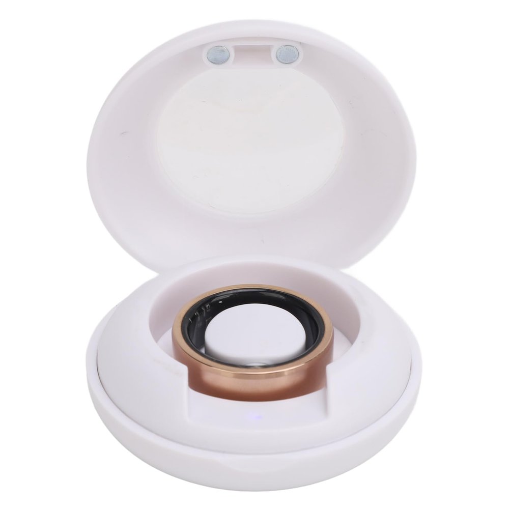 GOWENIC Fashionable and Smart Health Ring, Sleep Monitoring Step Counting IP68 Wearable Smart Ring, Health Tracking for Men and Women Gold (Size 9)