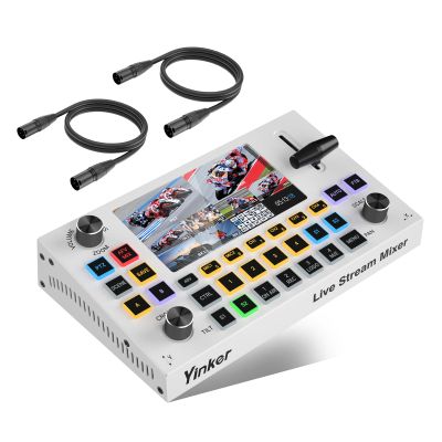 Yinker 5.5 Inch LCD Screen Video Mixer Switcher 4-Channel HDMI Live Stream Switcher, Support PST PGM, 1080P 60FPS USB Recording, USB 3.0 Streaming, PTZ Control