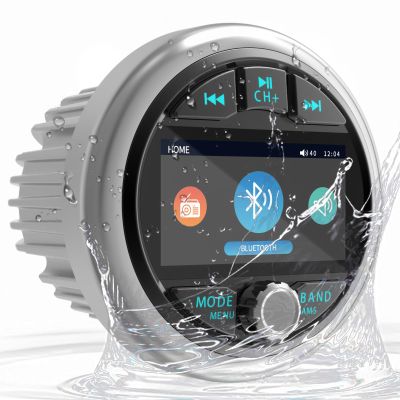 Bluetooth Marine Gauge Stereo System: Waterproof Boat AM FM Radio Receiver - 3 Inch LCD Display Digital Multimedia MP5 Player USB AUX Subwoofer 200 Watts Output