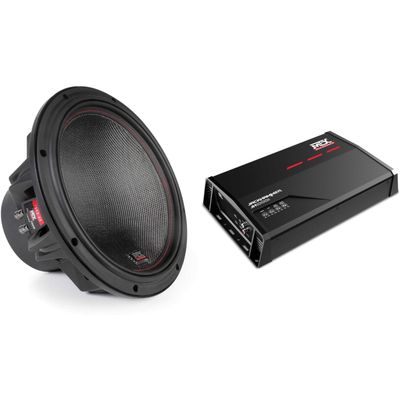 MTX 7512-22 75-Series 12" 750W RMS Dual 2-Ohm Subwoofer, and MTX JH10001 Jackhammer Series 1100W x 1 @ 1-Ohm Class D Mono Block Amplifier