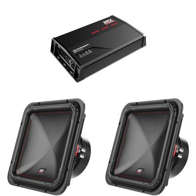 MTX S6512-44 S65-Series Square 12" 500W RMS Dual 4-Ohm Subwoofer (2) JH10001 Jackhammer Series 1100W x 1 @ 1-Ohm Class D Mono Block Amplifier