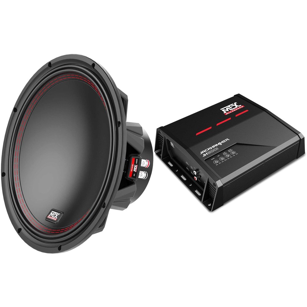 MTX JH5001 Jackhammer Series 500W x 1 @ 1-Ohm Class D Mono Block Amplifier 5512-22 55-Series 12" 400W RMS Dual 2-Ohm Subwoofer