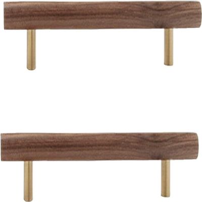 EFARMA Wood Pull Handles,Wooden Drawer Handle,2 pcs Pulls Knobs Drawer Cabinet Handle T Bar Handles Door Handles for Cupboard Walnut (Hole Distance:224mm) (Size : Ho (Size : Hole Distance:128mm)