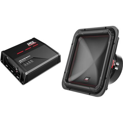 MTX JH5001 Jackhammer Series 500W x 1 @ 1-Ohm Class D Mono Block Amplifier, and MTX S6512-44 S65-Series Square 12" 500W RMS Dual 4-Ohm Subwoofer
