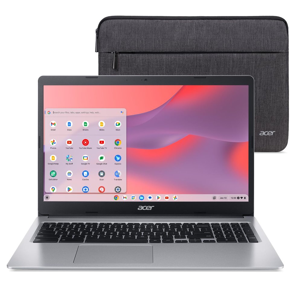 acer Chromebook 315 CB315-3H-C0VT Laptop | Intel Celeron N4000| 15.6" HD (1366 x 768) Display | 4GB LPDDR4 | 128GB eMMC | Intel Wireless 802.11ac Gigabit Wi-Fi | Chrome OS | Sleeve | Pure Silver