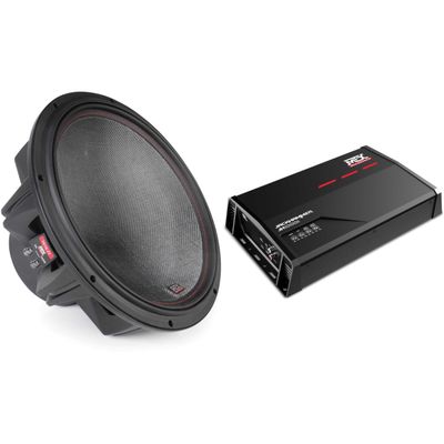 MTX 7515-22 75-Series 15" 750W RMS Dual 2-Ohm Subwoofer, and MTX JH10001 Jackhammer Series 1100W x 1 @ 1-Ohm Class D Mono Block Amplifier