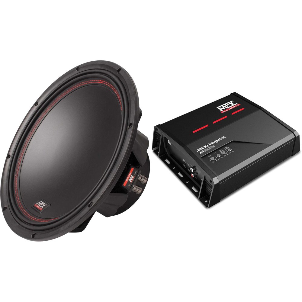 MTX JH5001 Jackhammer Series 500W x 1 @ 1-Ohm Class D Mono Block Amplifier 5512-44 55-Series 12" 400W RMS Dual 4-Ohm Subwoofer