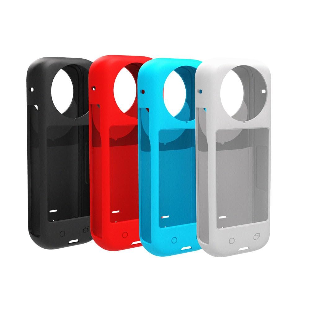 Aokicase Compatible with Insta360 X4 Anti-Scratch Camera Silicone Case Protective Silicone Case for Insta 360 One X3 Action Anti-Scratch Camera Accessories (Red, A587)