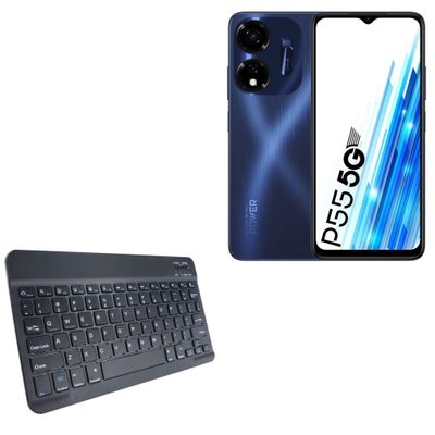 BoxWave Keyboard Compatible with itel P55 5G - SlimKeys Bluetooth Keyboard, Portable Thin with Chiclet-Style Keys - Jet Black